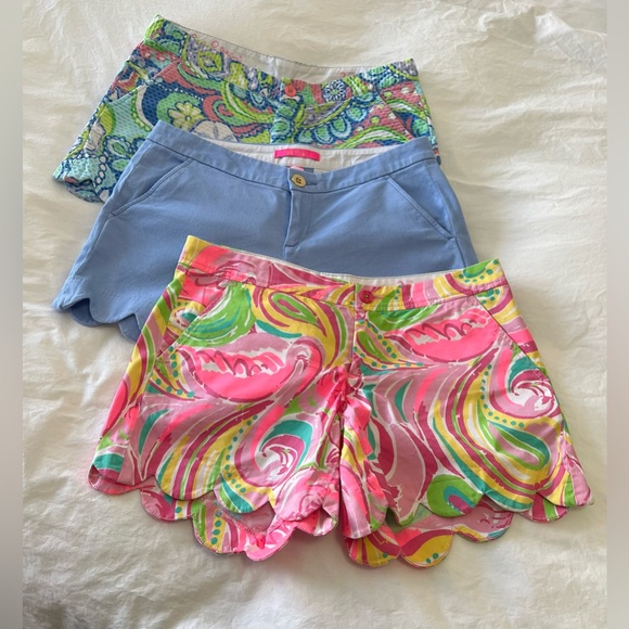 Lilly PulitzerSZ 2Lot Of 3 Buttercup Shorts Pink Summer Scalloped Resort